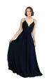 Long Sleeveless Chiffon Dark Navy A-Line Bridesmaid Dress & Gowns Edmonton