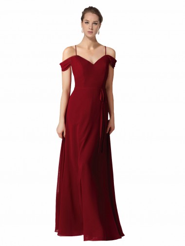 Long Sleeveless Chiffon Burgundy Sweetheart A-Line Bridesmaid Dress / Evening Dress Edmonton