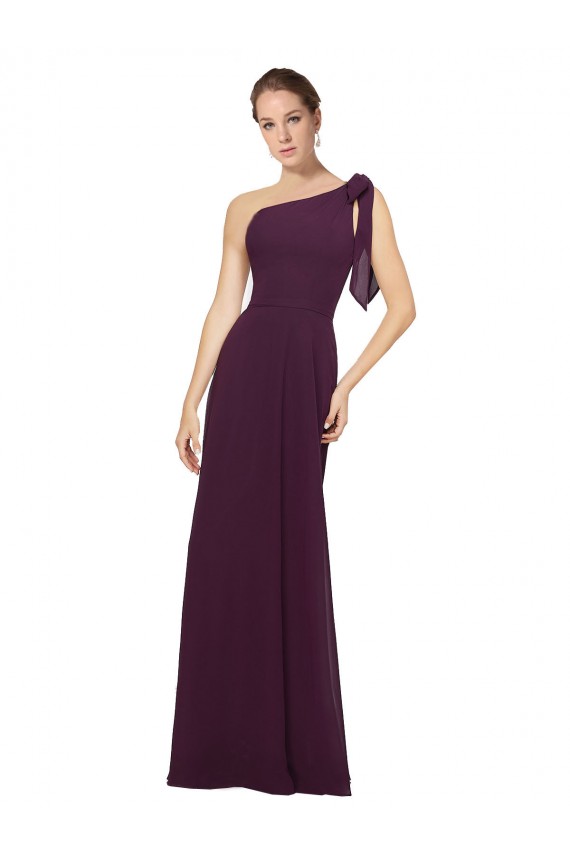 Long Sleeveless Soft Chiffon Grape A-Line Bridesmaid Dresses Edmonton