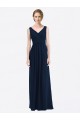 Long Sleeveless Soft Chiffon Dark Navy V-Neck A-Line Evening Gowns / Bridesmaid Dress Edmonton