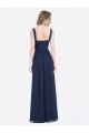 Long Sleeveless Soft Chiffon Dark Navy V-Neck A-Line Evening Gowns / Bridesmaid Dress Edmonton