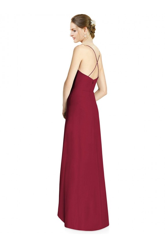 Long Sleeveless Soft Chiffon Burgundy A-Line High Low Bridesmaid Dress Edmonton