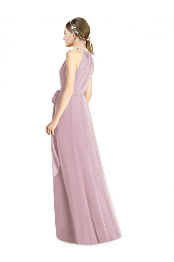 Long Sleeveless Soft Chiffon Primrose A-Line Bridesmaid Dress Edmonton