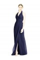 Long Sleeveless Soft Chiffon Dark Navy Halter Neck A-Line Formal Dress / Bridesmaid Dress Edmonton