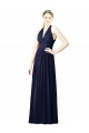 Long Sleeveless Chiffon Dark Navy A-Line Bridesmaid Dresses Edmonton
