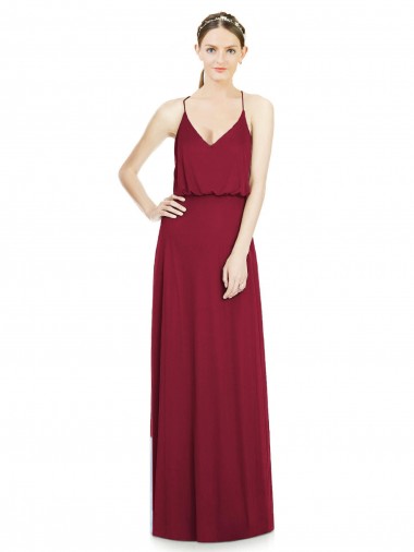 Long Sleeveless Soft Chiffon Burgundy A-Line Evening Gowns / Bridesmaid Dress Edmonton