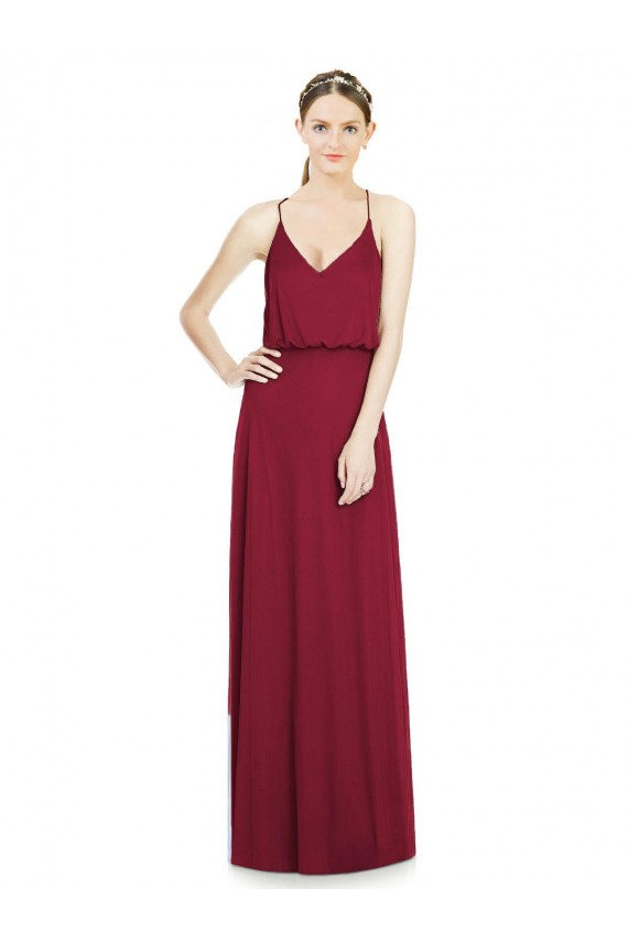 Long Sleeveless Soft Chiffon Burgundy A-Line Evening Gowns / Bridesmaid Dress Edmonton