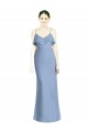 Long Sleeveless Soft Chiffon Dusty Blue A-Line Bridesmaid Dresses Edmonton