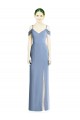 Long Cold Shoulder Soft Chiffon Dusty Blue A-Line Formal Evening Gown / Bridesmaid Dress Edmonton