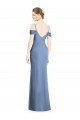 Long Cold Shoulder Soft Chiffon Dusty Blue A-Line Formal Evening Gown / Bridesmaid Dress Edmonton