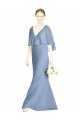 Long Sleeveless Soft Chiffon Dusty Blue V-Neck Trumpet Bridesmaid Dress Edmonton