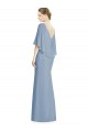 Long Sleeveless Soft Chiffon Dusty Blue V-Neck Trumpet Bridesmaid Dress Edmonton