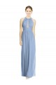 Long Sleeveless Chiffon Dusty Blue A-Line Wedding Party Dress Edmonton