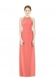 Long Sleeveless Soft Chiffon Coral Halter Neck A-Line Bridesmaid Dress Edmonton
