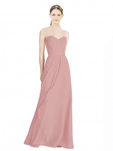 Long Sleeveless Soft Chiffon Dusty Pink A-Line Bridesmaid Dress / Formal Dress Edmonton