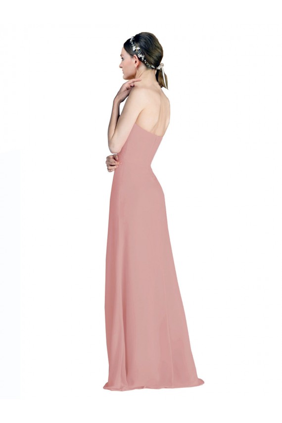 Long Sleeveless Soft Chiffon Dusty Pink A-Line Bridesmaid Dress / Formal Dress Edmonton