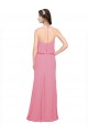Long Sleeveless Soft Chiffon Skin Pink Halter Neck A-Line Bridesmaid Dress Edmonton