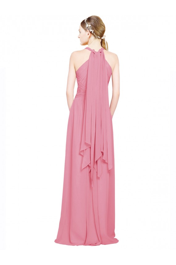 Long Sleeveless Chiffon Skin Pink A-Line Bridesmaid Dress / Evening Dress Edmonton