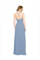 Long Sleeveless Chiffon Dusty Blue Halter Neck A-Line Bridesmaid Dress / Evening Dress Edmonton