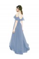 Long Cap Sleeves Lxue Chiffon Dusty Blue A-Line Bridesmaid Dress Edmonton
