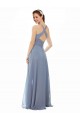 Long Sleeveless Soft Chiffon Dusty Blue A-Line Evening Dress / Bridal Party Dress Edmonton