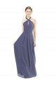 Long Sleeveless Soft Chiffon Silver Stone A-Line Bridesmaid Dress Edmonton
