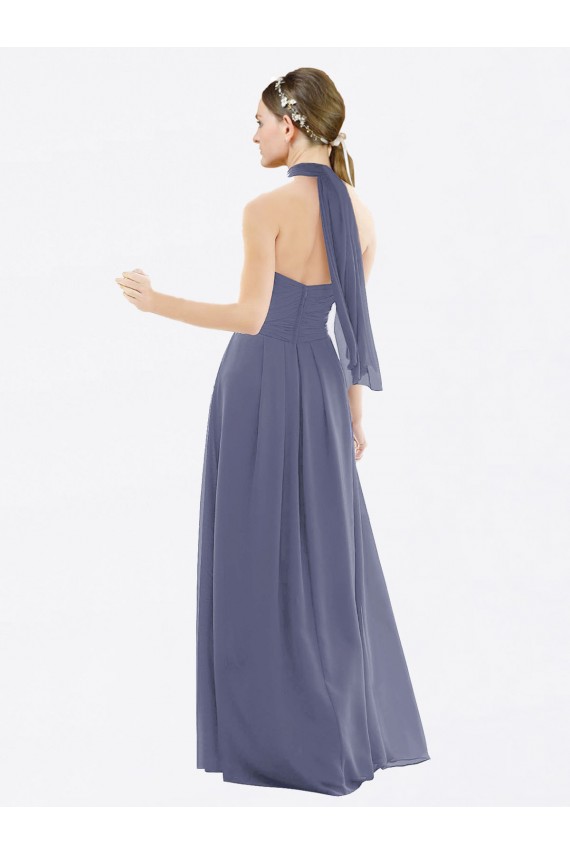 Long Sleeveless Soft Chiffon Silver Stone A-Line Bridesmaid Dress Edmonton