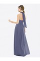 Long Sleeveless Soft Chiffon Silver Stone A-Line Bridesmaid Dress Edmonton