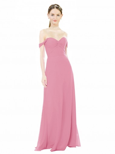 Long Cap Sleeves Soft Chiffon Skin Pink A-Line Formal Dress / Bridesmaid Dress Edmonton