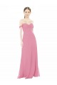 Long Cap Sleeves Soft Chiffon Skin Pink A-Line Formal Dress / Bridesmaid Dress Edmonton