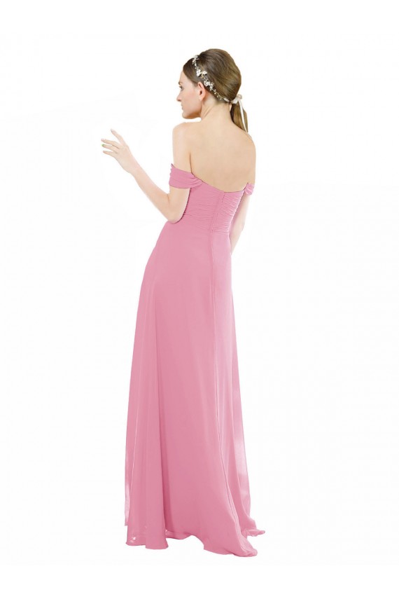 Long Cap Sleeves Soft Chiffon Skin Pink A-Line Formal Dress / Bridesmaid Dress Edmonton