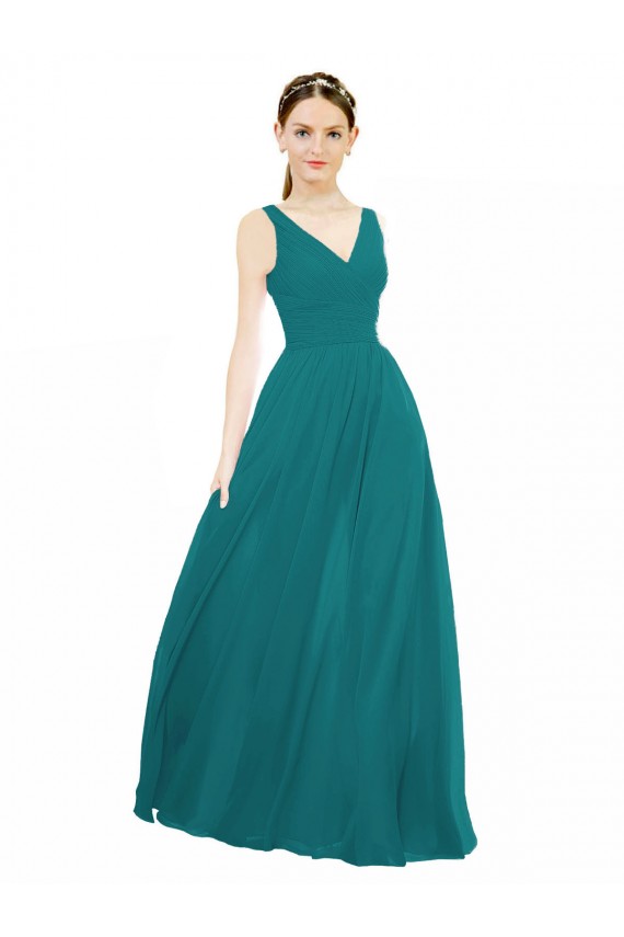 Long Sleeveless Chiffon Hunter A-Line Bridesmaid Gowns Edmonton