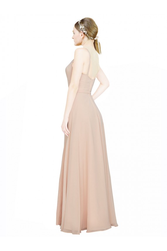 Long Sleeveless Luxe Chiffon Pink A-Line Bridesmaid Dress / Evening Dress Edmonton