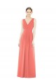 Long Sleeveless Soft Chiffon Coral A-Line Bridesmaid Dress Edmonton