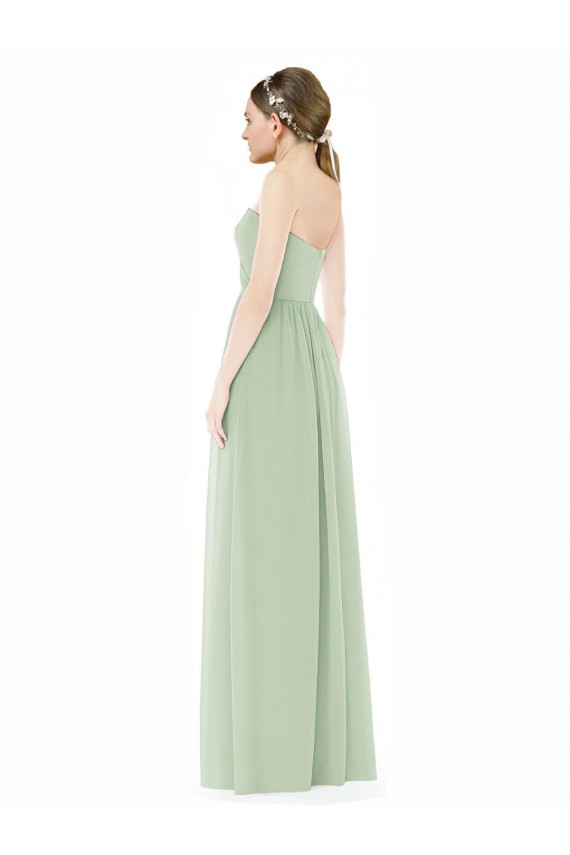 Long Sleeveless Soft Chiffon Sage Sweetheart A-Line Semi Formal Evening Dress / Bridesmaid Dress Edmonton