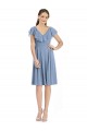 Cocktail Length Cap Sleeves Soft Chiffon Dusty Blue A-Line Bridesmaid Dress Edmonton