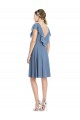 Cocktail Length Cap Sleeves Soft Chiffon Dusty Blue A-Line Bridesmaid Dress Edmonton