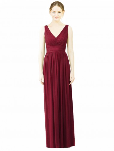 Long Sleeveless Soft Chiffon Burgundy A-Line Bridesmaid Dress / Formal Dress Edmonton
