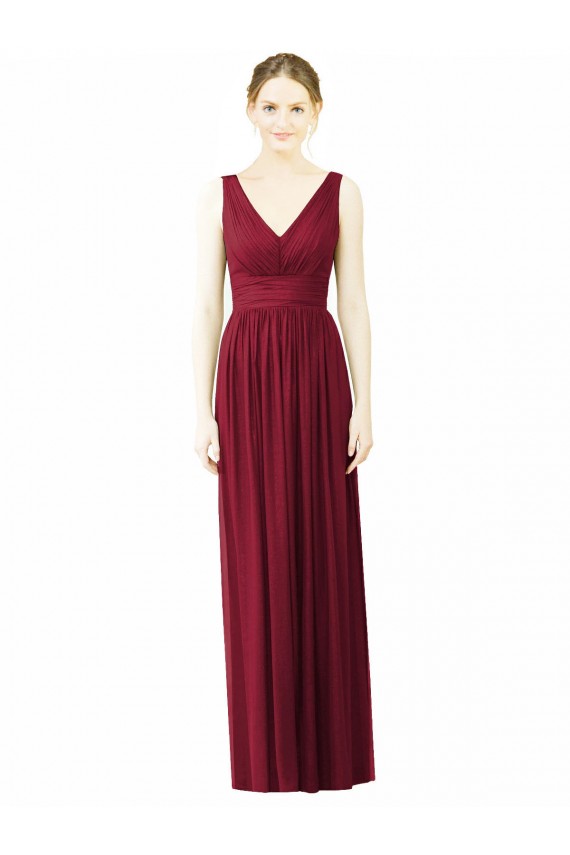 Long Sleeveless Soft Chiffon Burgundy A-Line Bridesmaid Dress / Formal Dress Edmonton