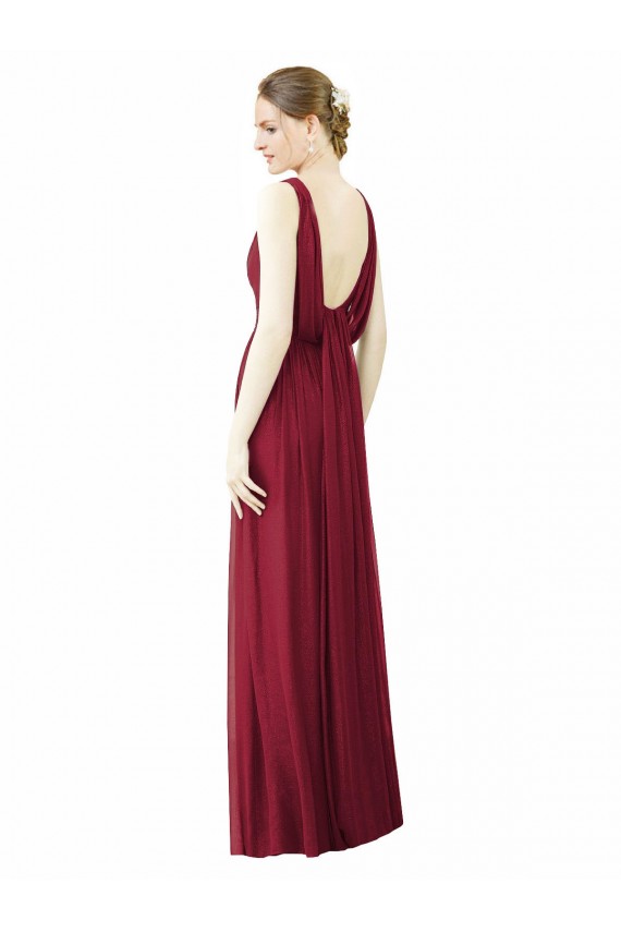 Long Sleeveless Soft Chiffon Burgundy A-Line Bridesmaid Dress / Formal Dress Edmonton