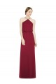 Long Sleeveless Soft Chiffon Burgundy Halter Neck A-Line Bridesmaid Dress Edmonton