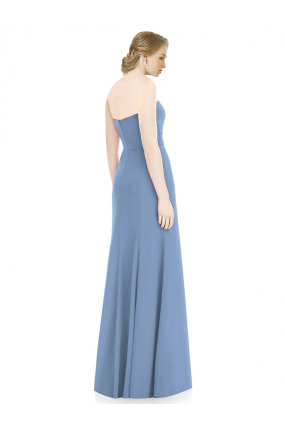 Long Sleeveless Soft Chiffon Dusty Blue Sweetheart Mermaid Bridesmaid Dress Edmonton