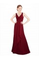 Long Sleeveless Chiffon Burgundy V-Neck A-Line Bridesmaid Dress / Evening Dress Edmonton