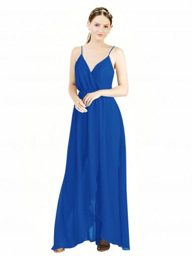 Long Sleeveless Luxe Chiffon Royal Blue A-Line Bridesmaid Dress Edmonton