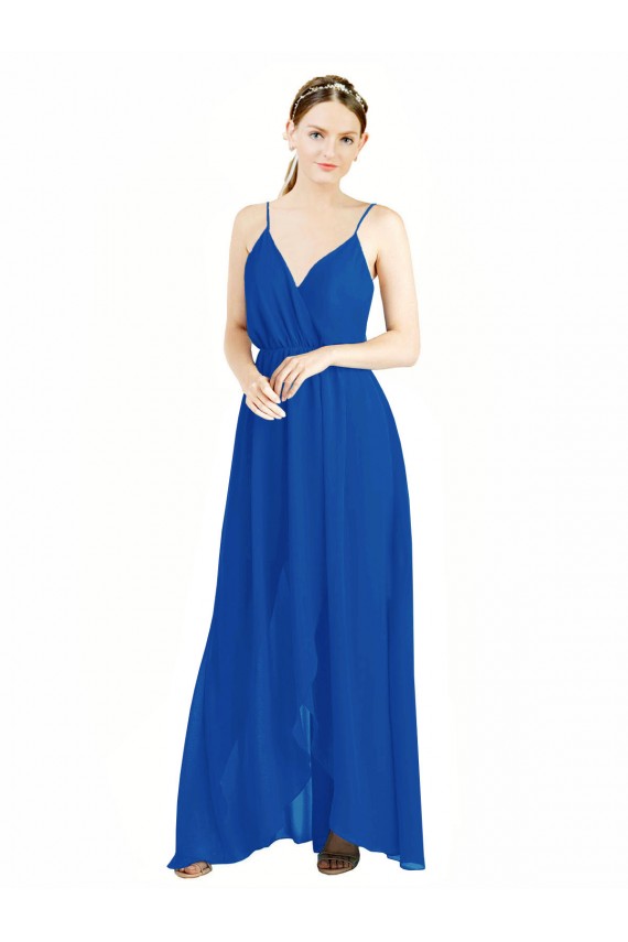 Long Sleeveless Luxe Chiffon Royal Blue A-Line Bridesmaid Dress Edmonton