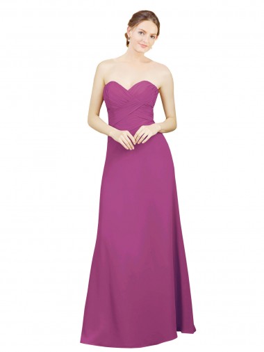 Long Sleeveless Soft Chiffon Wild Berry Sweetheart A-Line Bridesmaid Dress Edmonton