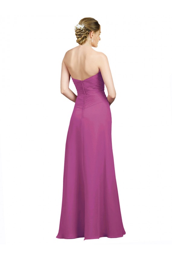 Long Sleeveless Soft Chiffon Wild Berry Sweetheart A-Line Bridesmaid Dress Edmonton