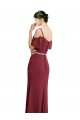 Long Cold Shoulder Soft Chiffon Burgundy A-Line Bridesmaid Dress Edmonton