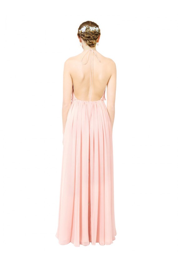 Long Sleeveless Soft Chiffon Pink A-Line Formal Dress / Bridesmaid Dress Edmonton
