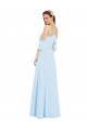 Long Cold Shoulder Soft Chiffon Light Sky Blue A-Line Formal Dress / Bridesmaid Dress Edmonton